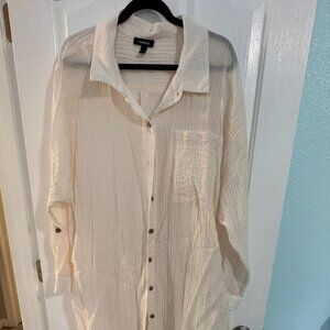 Torrid Size 3 Cream Gauze Button Front Shirt Dress New No Tags